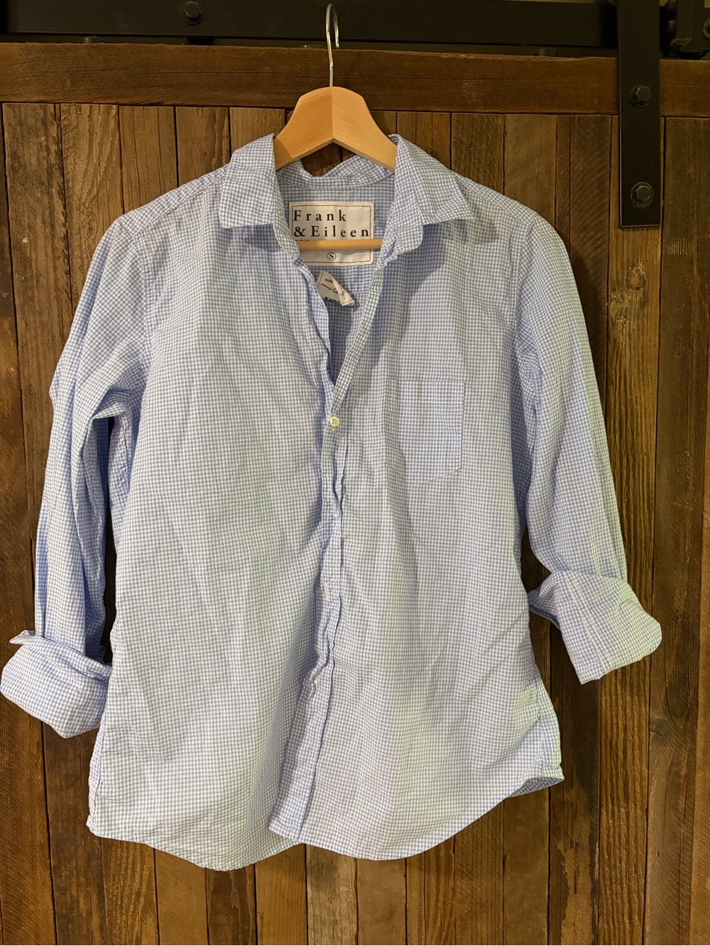 Frank & Eileen Men's Light Blue Micro-Check Button-Down Shirt